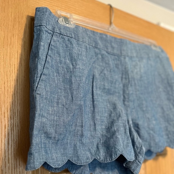 Loft Blue Scalloped Edge Linen/Cotton Shorts - Picture 5 of 12